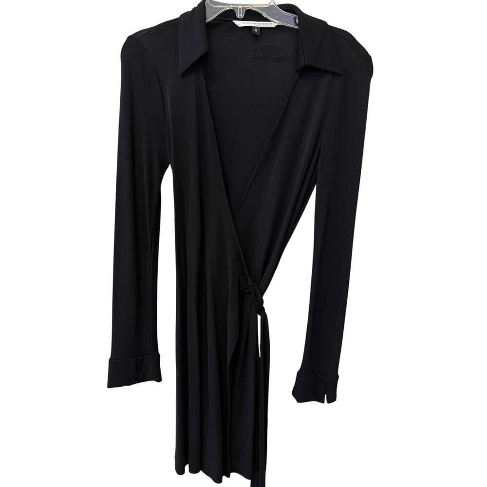 Diane von Furstenberg Black Wrap Dress Women's Size 8 Minimalist Timeless Chic
